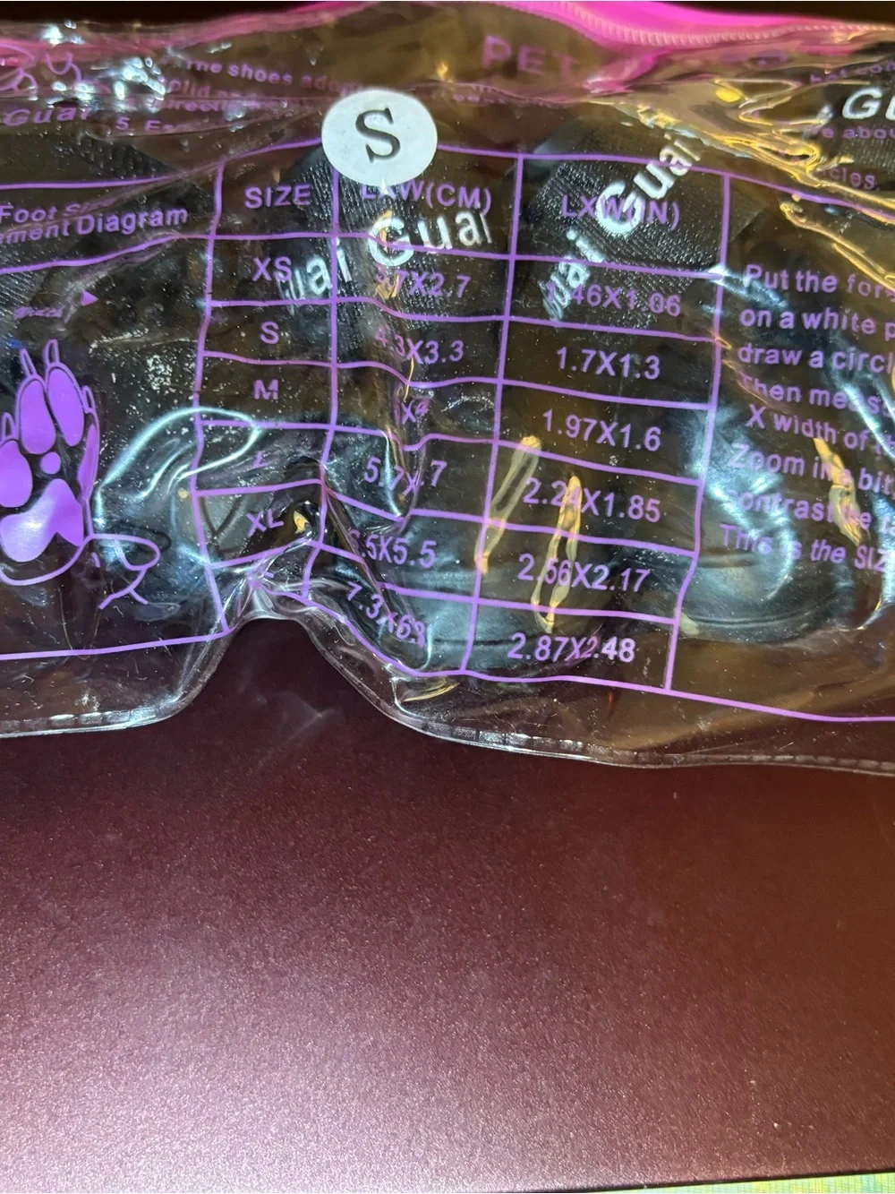 Small Pets Clear Plastic Paw Protectors with Purple Accents - S
